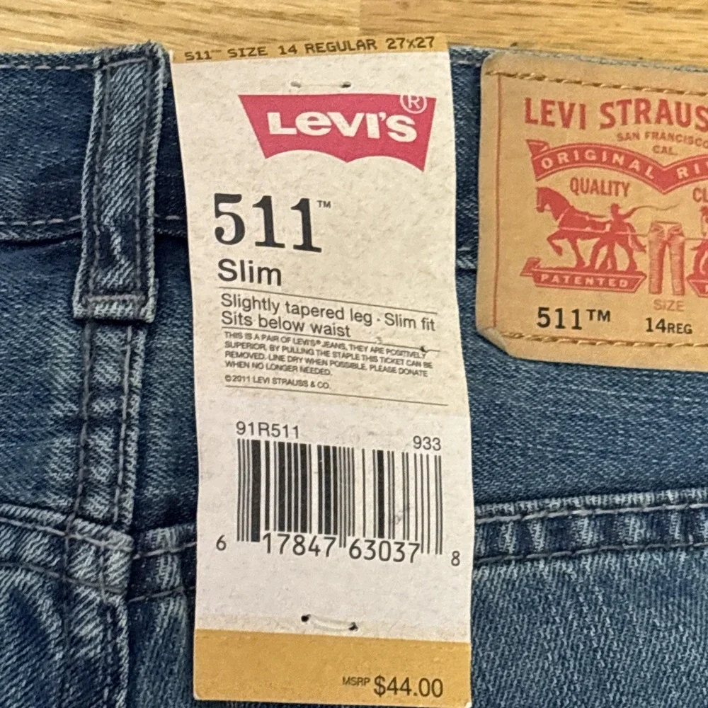 NWT Boys Levis 511 Slim  Fit Summer‎ Sky 14 Regular 27x27